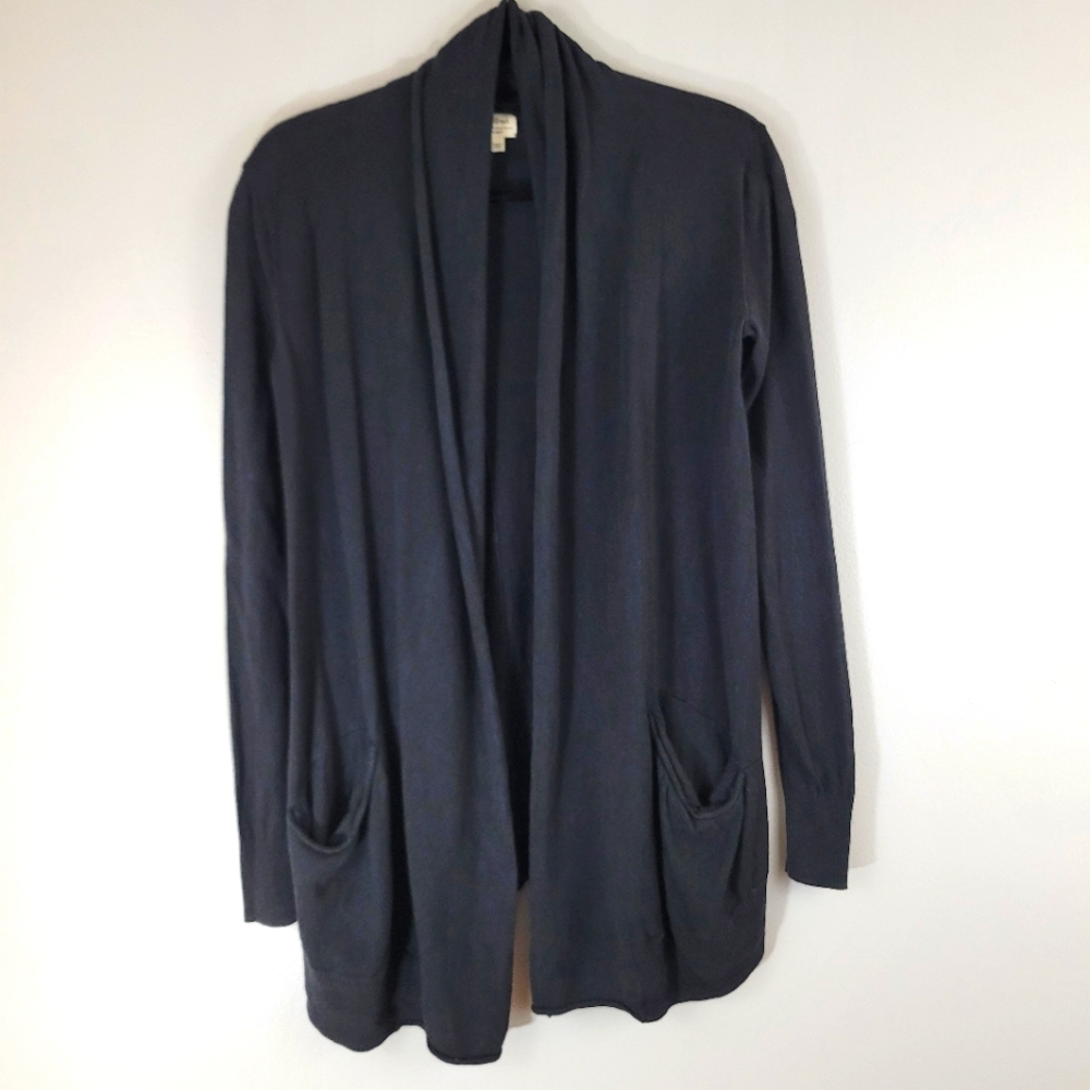 Aritzia WILFRED Flaubert black silk cashmere open front lightweight cardigan